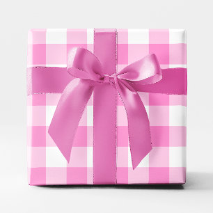 Roze en Wit Gingham Big Pattern Cadeaupapier