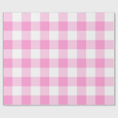 Roze en Wit Gingham Big Pattern Cadeaupapier (Vlak)
