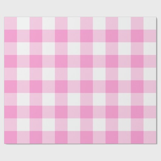 Roze en Wit Gingham Big Pattern Cadeaupapier (Vlak)