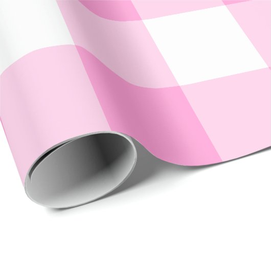 Roze en Wit Gingham Big Pattern Cadeaupapier (Rol Hoek)