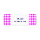 Roze en Wit Gingham Patroon retouradres Etiket (Voorkant)