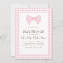 Roze en Wit Gingham Pattern Baby shower