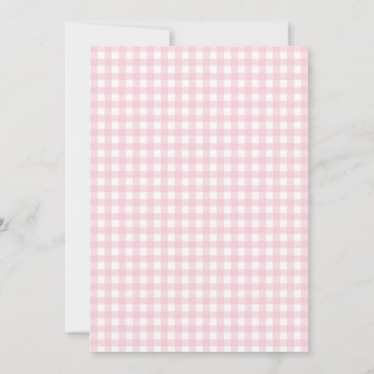 Roze en Wit Gingham Pattern Baby shower Kaart (Achterkant)