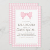 Roze en Wit Gingham Pattern Baby shower Kaart (Voorkant / Achterkant)