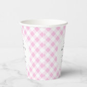 Roze en Wit Gingham Pattern Oh Baby shower Papieren Bekers (Rechts)