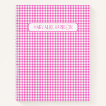 Roze en Wit Gingham Plaid Gepersonaliseerd