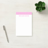Roze en Wit Gingham Plaid Gepersonaliseerd Post-it® Notes (Kantoor)
