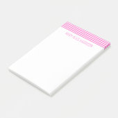 Roze en Wit Gingham Plaid Gepersonaliseerd Post-it® Notes (Schuin)