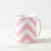 Roze en Wit Groot Horizontaal Chevron Patroon Koffiemok (Voorkant rechts)