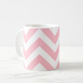 Roze en Wit Groot Horizontaal Chevron Patroon Koffiemok (Voorkant links)