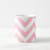 Roze en Wit Groot Horizontaal Chevron Patroon Koffiemok (Center)