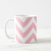 Roze en Wit Groot Horizontaal Chevron Patroon Koffiemok (Links)