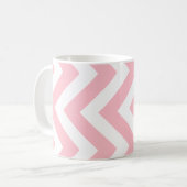 Roze en Wit Groot Verticaal Chevron Patroon Koffiemok (Voorkant links)