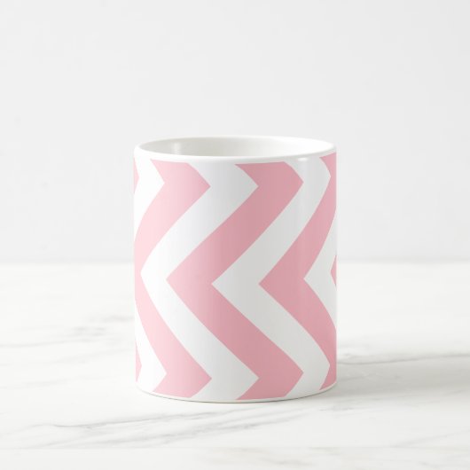 Roze en Wit Groot Verticaal Chevron Patroon Koffiemok (Center)