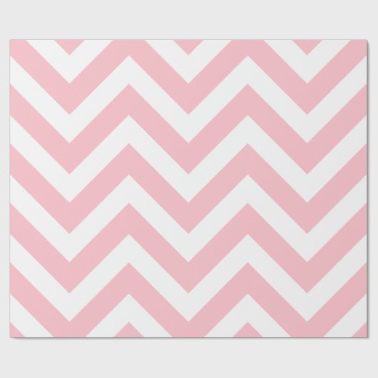 Roze en Wit Grote Grootte Chevron Strepen Cadeaupapier (Vlak)