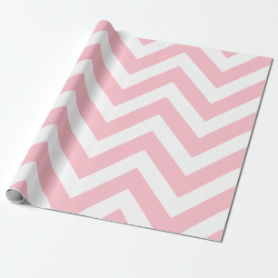 Roze en Wit Grote Grootte Chevron Strepen Cadeaupapier