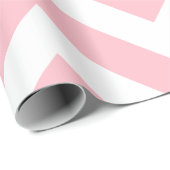 Roze en Wit Grote Grootte Chevron Strepen Cadeaupapier (Rol Hoek)