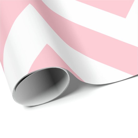 Roze en Wit Grote Grootte Chevron Strepen Cadeaupapier (Rol Hoek)