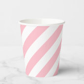 Roze en Wit Grote Grootte Diagonale Strepen Papieren Bekers (Links)