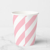 Roze en Wit Grote Grootte Diagonale Strepen Papieren Bekers (Rechts)