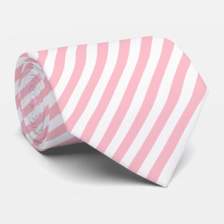 Roze en Wit Grote Grootte Diagonale Strepen Stropdas