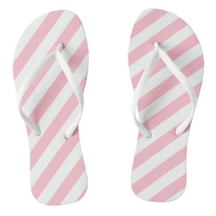 Roze en Wit Grote Grootte Diagonale Strepen Teenslippers