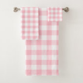 Roze en Wit Grote Grootte Gingham Checks Bad Handdoek (Insitu)