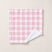 Roze en Wit Grote Grootte Gingham Checks Bad Handdoek (Wasdoekje)