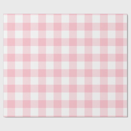 Roze en Wit Grote Grootte Gingham Checks Cadeaupapier (Vlak)