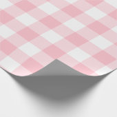 Roze en Wit Grote Grootte Gingham Checks Cadeaupapier (Hoek)