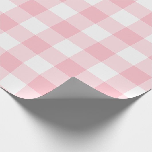 Roze en Wit Grote Grootte Gingham Checks Cadeaupapier (Hoek)