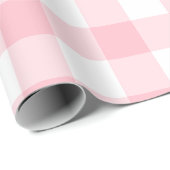 Roze en Wit Grote Grootte Gingham Checks Cadeaupapier (Rol Hoek)