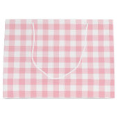 Roze en Wit Grote Grootte Gingham Checks Groot Cadeauzakje (Voorkant)