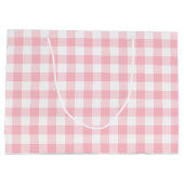 Roze en Wit Grote Grootte Gingham Checks Groot Cadeauzakje (Achterkant)