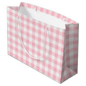 Roze en Wit Grote Grootte Gingham Checks Groot Cadeauzakje (Achterkant Gekanteld)