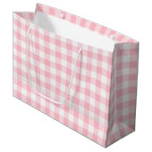 Roze en Wit Grote Grootte Gingham Checks Groot Cadeauzakje (Voorkant Gekanteld)