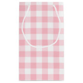 Roze en Wit Grote Grootte Gingham Checks Klein Cadeauzakje (Achterkant)