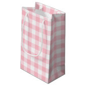 Roze en Wit Grote Grootte Gingham Checks Klein Cadeauzakje (Achterkant Gekanteld)