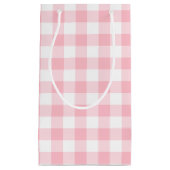 Roze en Wit Grote Grootte Gingham Checks Klein Cadeauzakje (Voorkant)