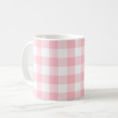 Roze en Wit Grote Grootte Gingham Checks Koffiemok (Voorkant links)