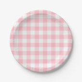 Roze en Wit Grote Grootte Gingham Checks Papieren Bordje (Voorkant)