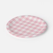 Roze en Wit Grote Grootte Gingham Checks Papieren Bordje (Gekanteld)