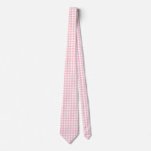 Roze en Wit Grote Grootte Gingham Checks Stropdas (Voorkant)