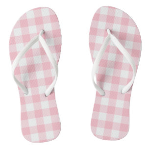Roze en Wit Grote Grootte Gingham Checks Teenslippers