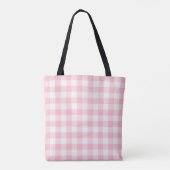 Roze en Wit Grote Grootte Gingham Controleert Patr Tote Bag (Achterkant)