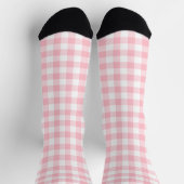 Roze en Wit Grote Grootte Gingham Controleert Sokk Sokken (Top)