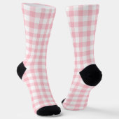 Roze en Wit Grote Grootte Gingham Controleert Sokk Sokken (Gebogen)