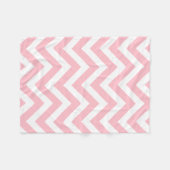 Roze en Wit Grote Grootte Horizontale Chevron Fleece Deken (Voorkant (Horizontaal))