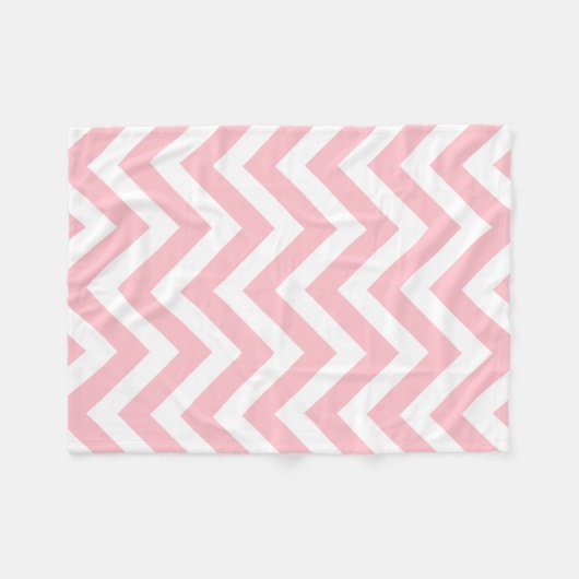 Roze en Wit Grote Grootte Horizontale Chevron Fleece Deken (Voorkant (Horizontaal))