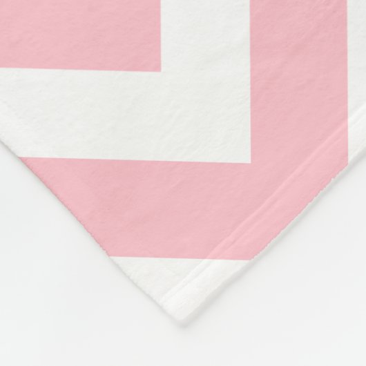 Roze en Wit Grote Grootte Horizontale Chevron Fleece Deken (Hoek)